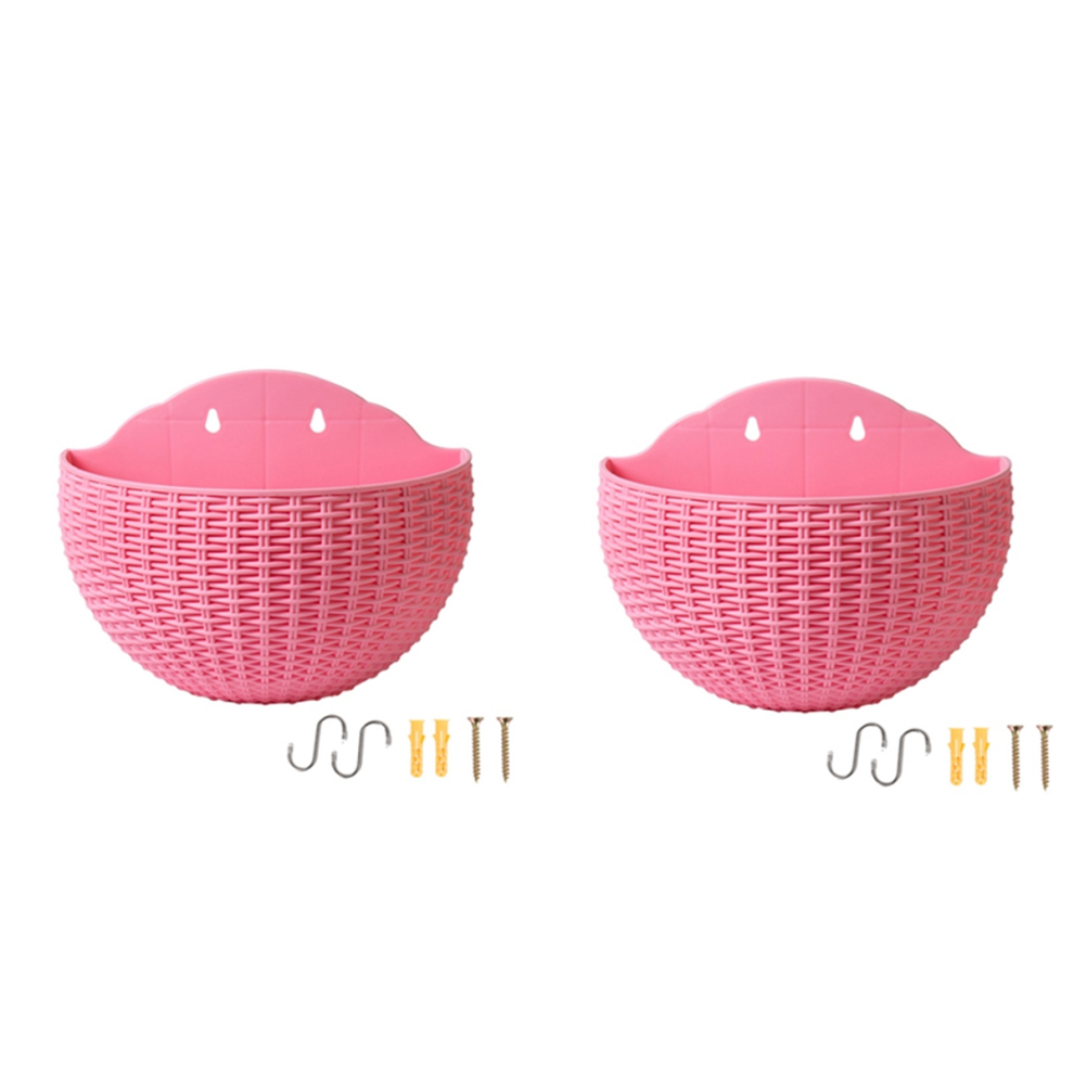 Grand pot de fleurs suspendu en plastique rose pour balcon