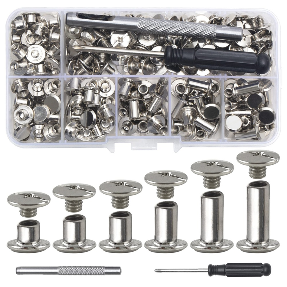Chicago Screw Leather Rivets Assorted M5 Binding Screws for Decorating PU Craft Belts(110PCS)A
