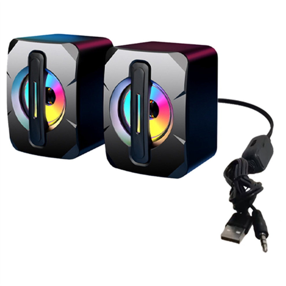 2 Pcs Speaker USB Subwoofer Light Emitting Mini Computer Mobile Phone Laptop Desktop HiFi Stereo-image-OPC-PGZ2WQB-NEW