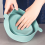 Silicone Microwave Popcorn Bowl Foldable Maker Bucket with Lid Folding Kitchen Baking Tool Cyan 6