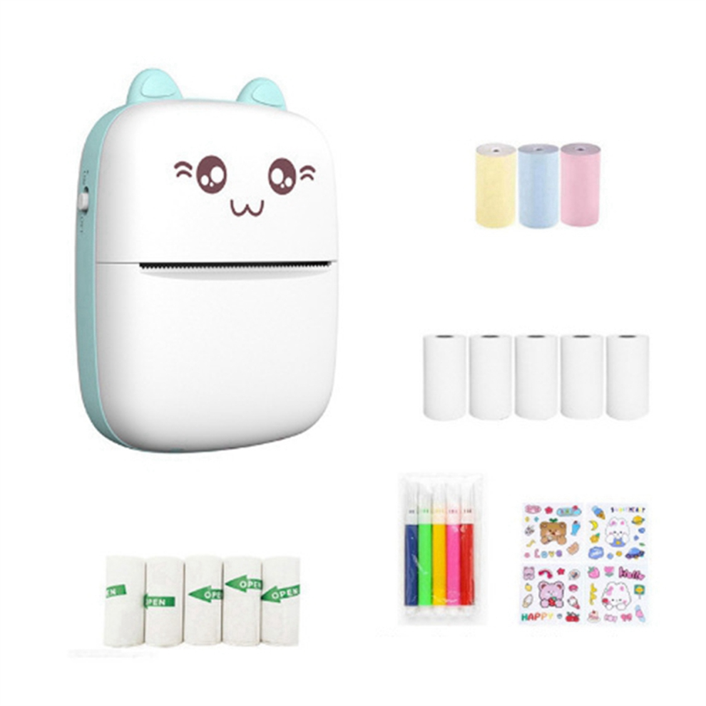 Mini Thermal Printer Portable Ink-Free Wirelessly BT 203dpi Photo Label Memo Wrong Question Printing