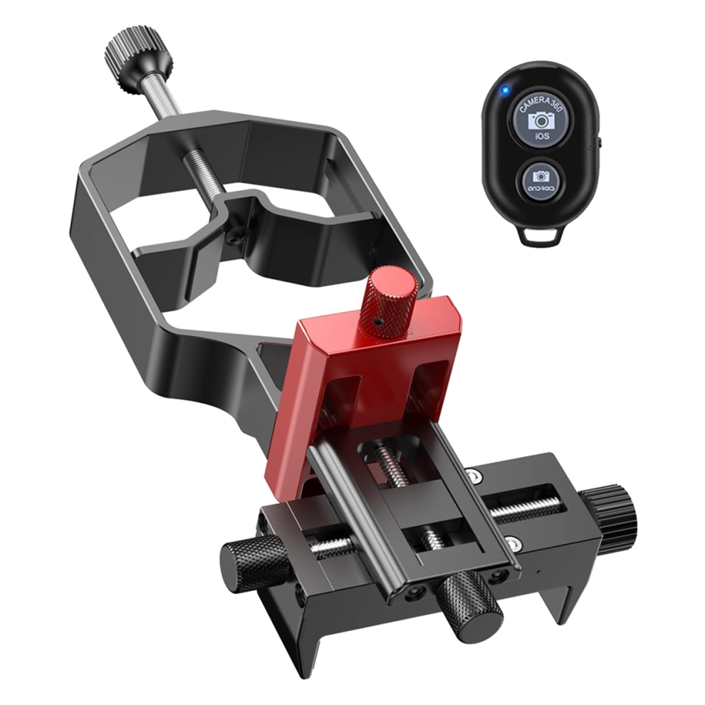Kopinma Universal Phone Scope Digiscope Adapter Metal Telescope Mount 3Axis Smartphone Holder For Spotting With Remote