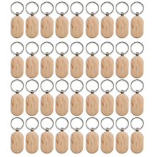 50 Pieces Blank Wooden Key Tag Engraving Blanks Unfinished Wood Keychain Ring Tags for DIY Crafts Style 16