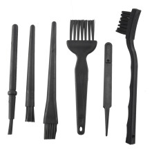 Kit de escova de limpeza de teclado 6 em 1, plástico, pequeno, portátil, nylon, antiestático, preto (bolsa com zíper)