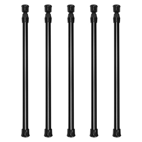 5 Pack Cupboard Bars Tensions Rod Spring Curtain for DIY Projects, Extendable Width, 11.81 to 20 Inches (Black)