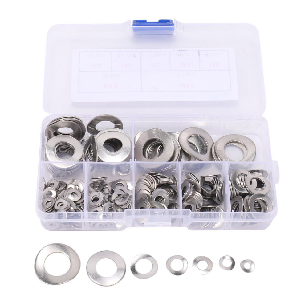 295 Pcs 304 Stainless Steel Spring 2 Wave Washer Gasket Assortment Kit (M3 M5 M6 M8 M10 M12)-image-OPC-PGZ52QR-NEW