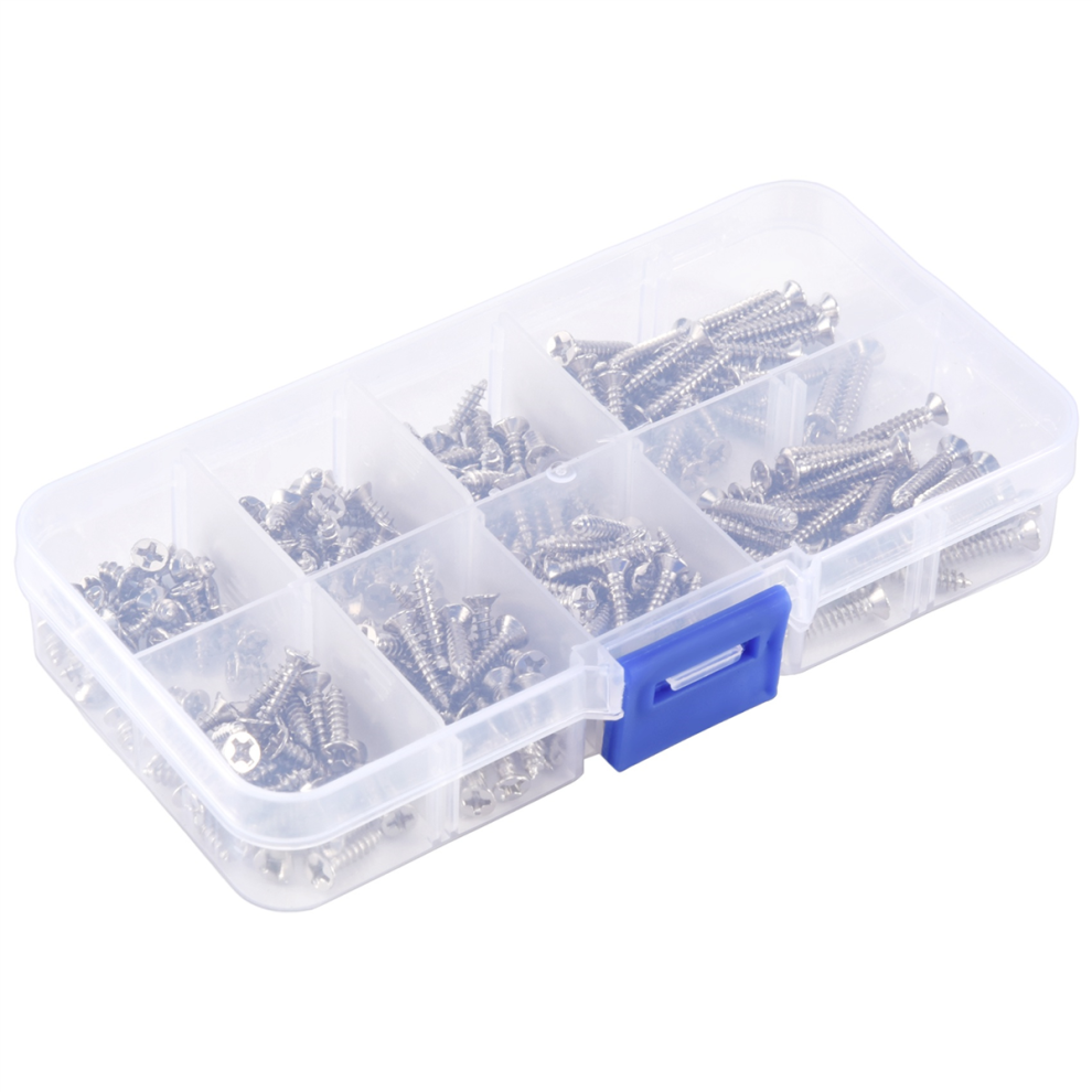 200Pcs M3 Stainless Steel Flat Screws Kits High Strength Self-Tapping Assortment Set For Wood Furniture 4853769060763