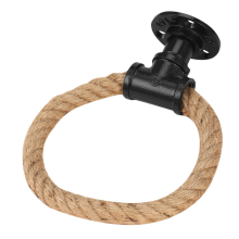 Vintage Towel Rack Ring Industrial Style Wall Mount Holder Iron Pipe Rope Bathroom Toilet Home Hotels Decoration