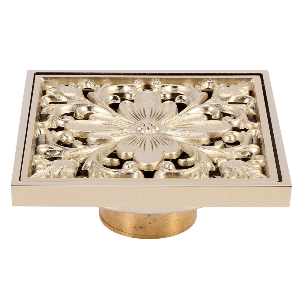 Gold Square Floor Drain Shower Ground Drainer With Strainer Filter Drainage Clean For Bathroom Washroom 4853769064907