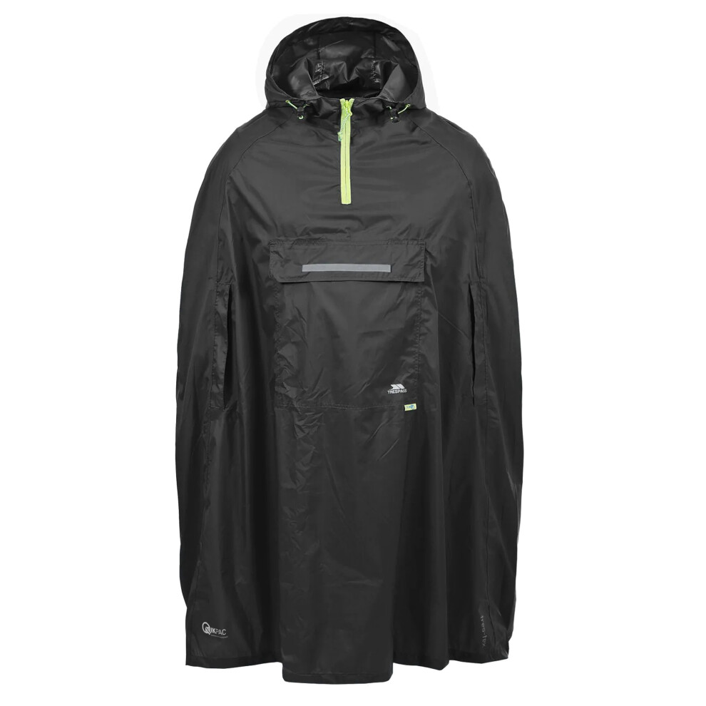 (L, Black) Trespass Qikpac Unisex Hooded Waterproof Packaway Poncho