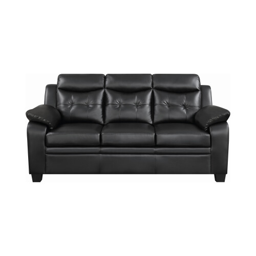 Luxury Life (Black, 3 Plus 2 Set) Aura Faux Leather Sofa Set 1