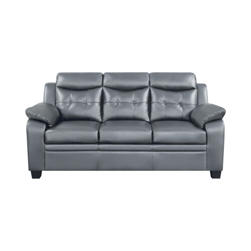Luxury Life (Grey, 3 Plus 2 Set) Aura Faux Leather Sofa Set 1