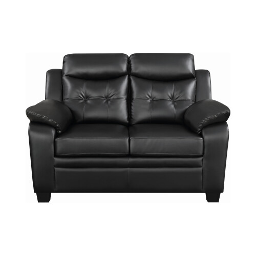 Luxury Life (Black, 3 Plus 2 Set) Aura Faux Leather Sofa Set 2