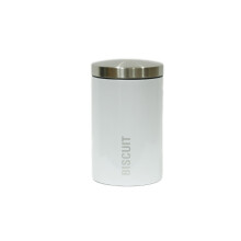 Kabalo White Kitchen Large Airtight Biscuit Barrel Jar Cookie And Food Stainless Steel Storage Canister Tin