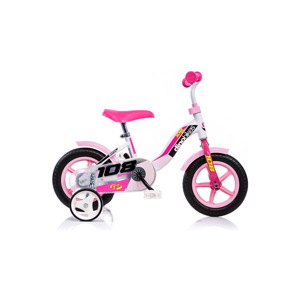 Dino Sport 10" Kids Bike - White/Pink-image-OPC-PGZ57VJ-NEW