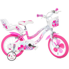 Dino Flappy 14" Kids Bike - White/Pink