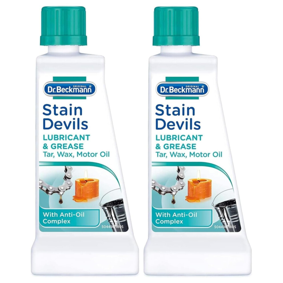 2 X 50ml Dr. Beckmann Stain Devils Grease, Lubricant & Paint Remover Fast-Acting Solution