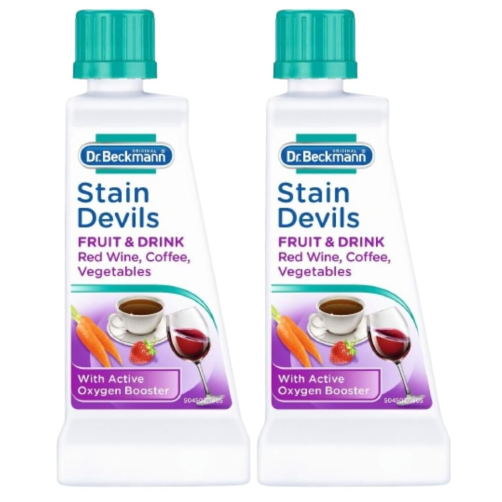2 X 50ml Dr. Beckmann Stain Devils Red Wine, Vegetables & Coffee Remover Fast-Acting Solution