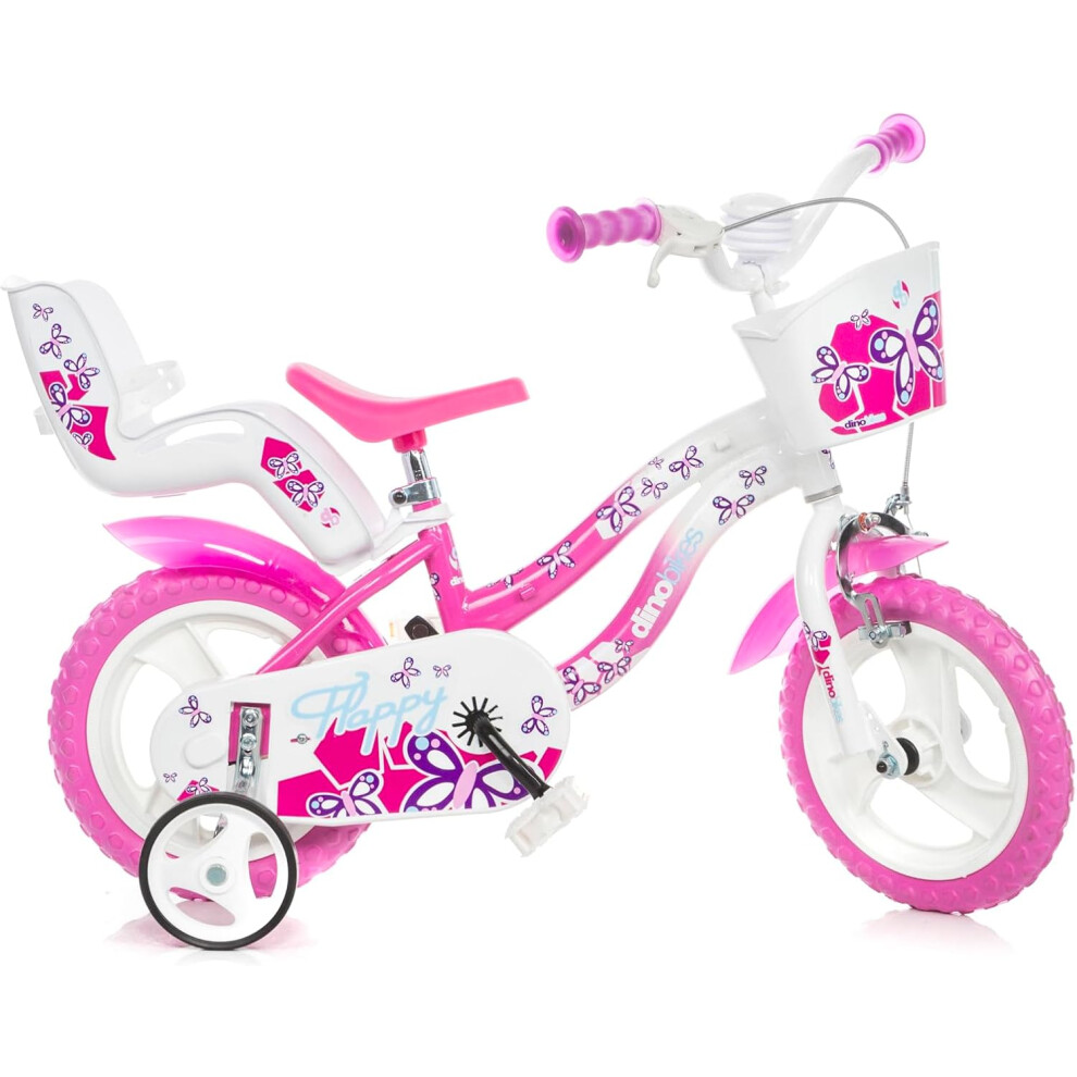 Dino Flappy 12" Kids Bike - White/Pink-image-OPC-PGZ582P-NEW
