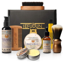 Sefudun Premium Men's Beard Grooming Kit 8pcs, Complete Beard Care & Shaving Gift Set in Travel Gift Bag