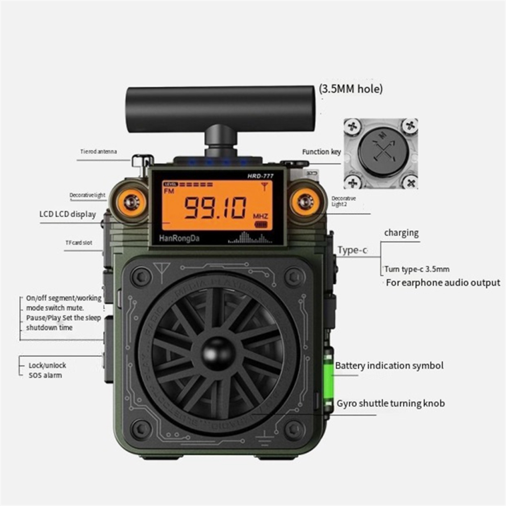 Photos - Radio / Clock 777 FM MW SW VHF Full-Band Bluetooth Radio