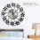 3D Wall Clock,Round Leaf Petals Metal Wall Clock,Dial - Silver Black 2