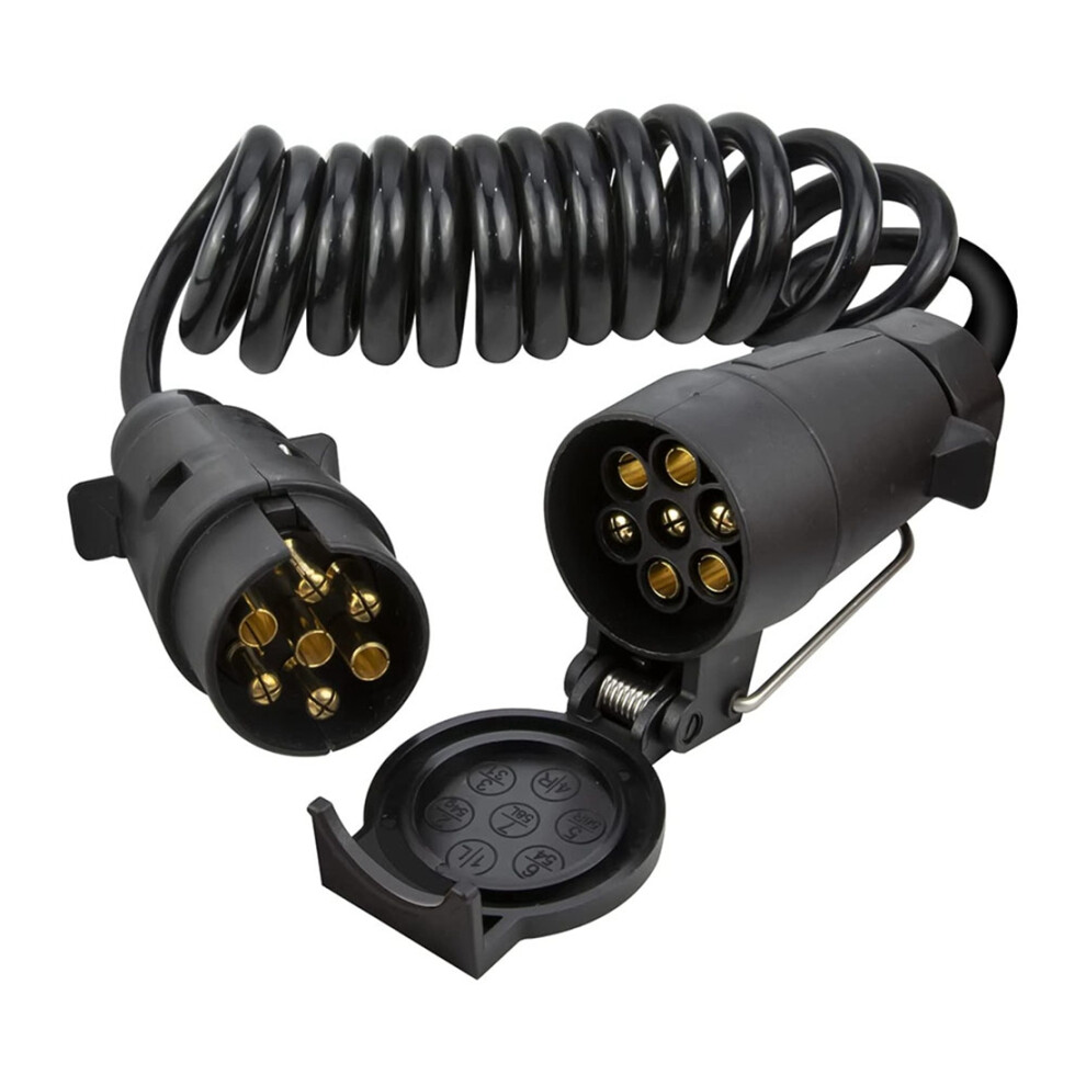 3 Meters 7Pin Trailer Extension Coiled Cable With Trailer Plug Socket Light 4852257283400