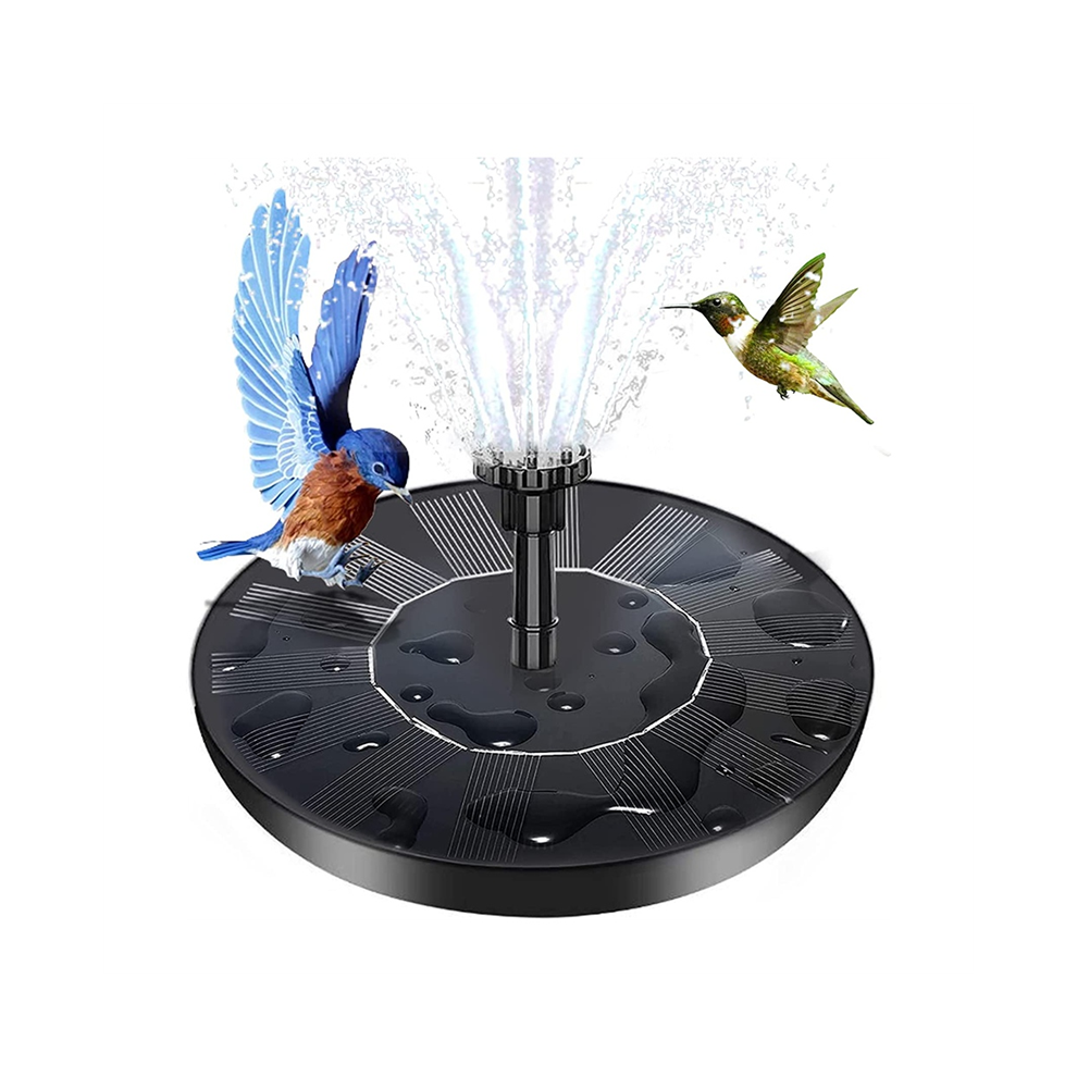 Fontaine solaire à 6 buses et fixation, 6,3 pouces pour bain d'oiseaux