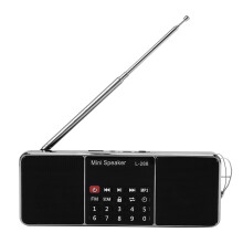 Mini Portable Rechargeable FM Radio Speaker LCD Screen (black)
