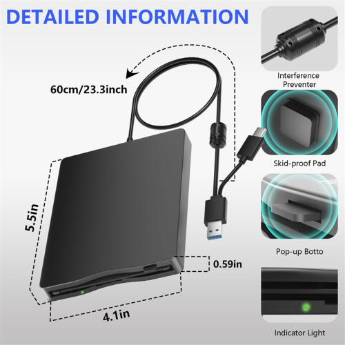 Εξωτερική μονάδα δισκέτας 3,5 ιντσών με θύρα USB Type-C 2