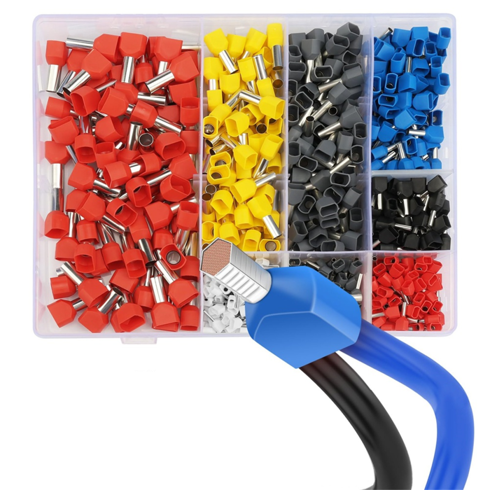 750Pcs Twin Wire Ferrules Kit Wire Terminal Ferrules Crimp Connector 4852257225998