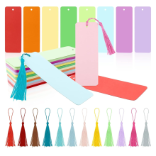 Paquete de 100 marcadores de colores en blanco de cartulina con 100 borlas de colores