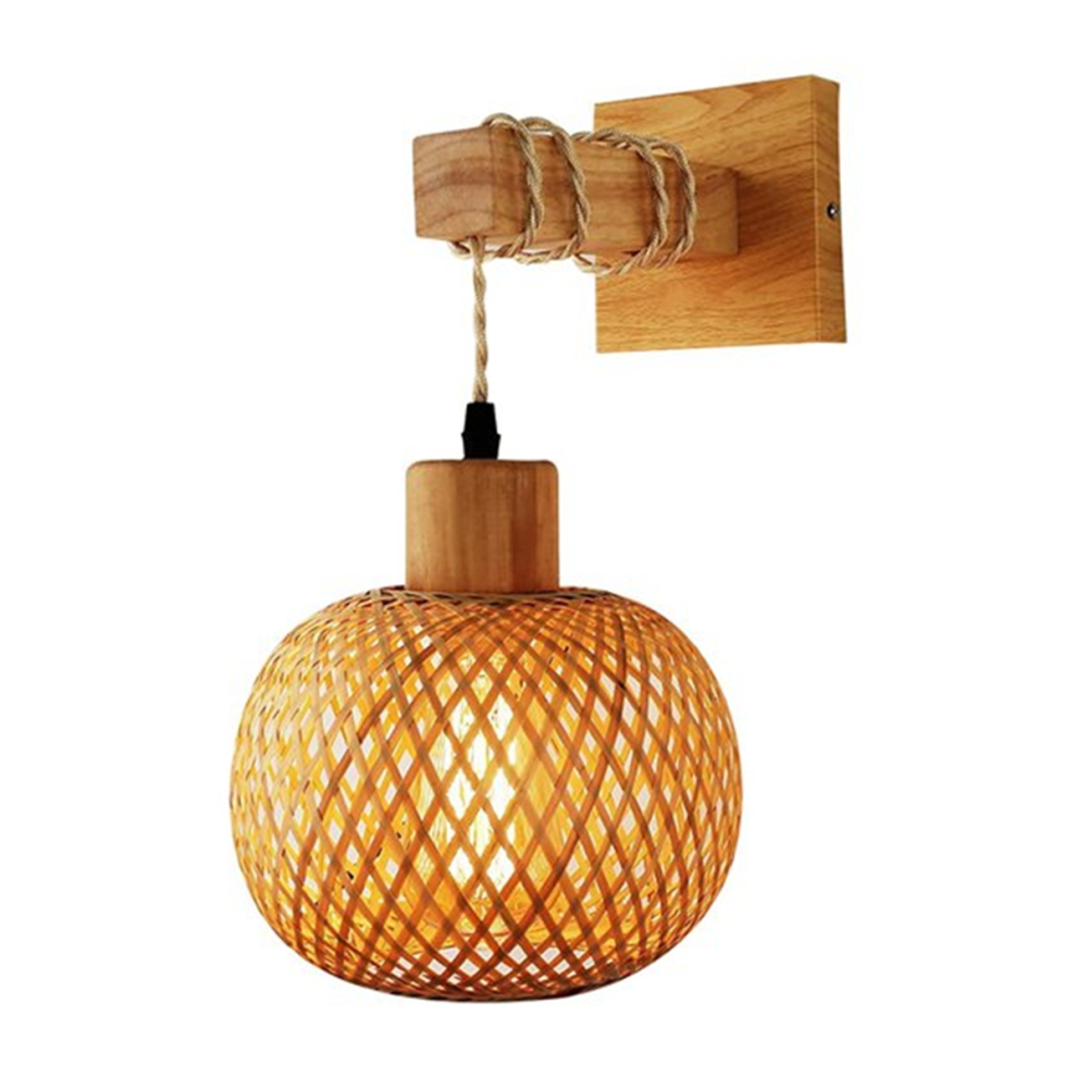 Lampe de chevet murale en bambou de style japonais rétro pour restaurant en rotin