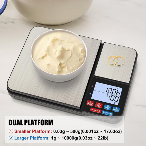 Dual Platform Kitchen Scale, [10Kg/1G] Weighing Scales Kitchen 2