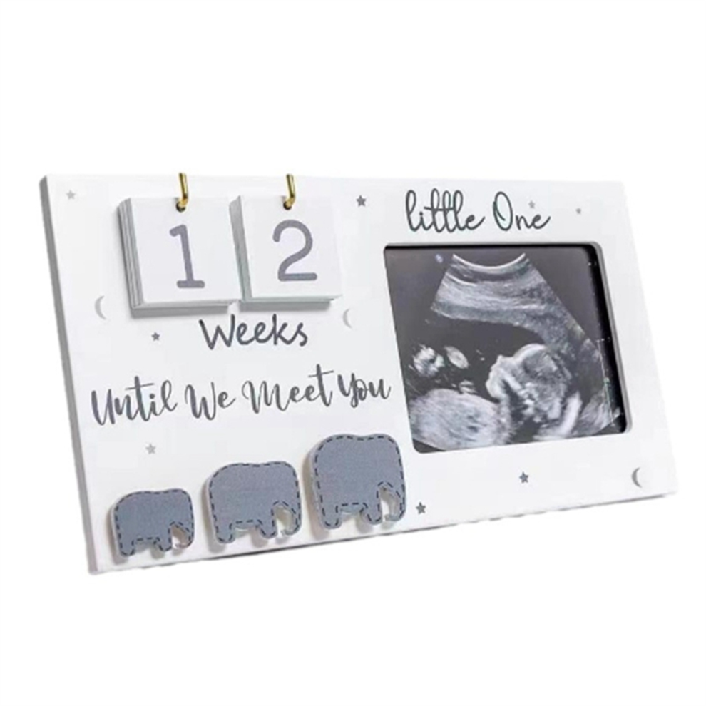 Cadre photo pour échographie de bébé, compte à rebours des semaines, photo de grossesse