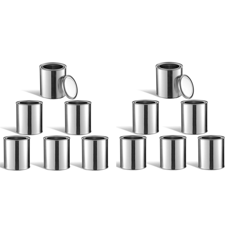 Lot de 12 pots de peinture en métal vides de 0,5 L, sans revêtement, seaux de peinture en métal