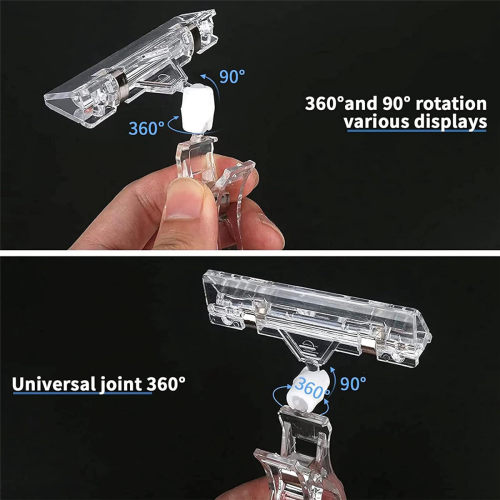 30 Pcs Label Holders Sign Clip, Plastic Clear Rotatable Sign Clips 2