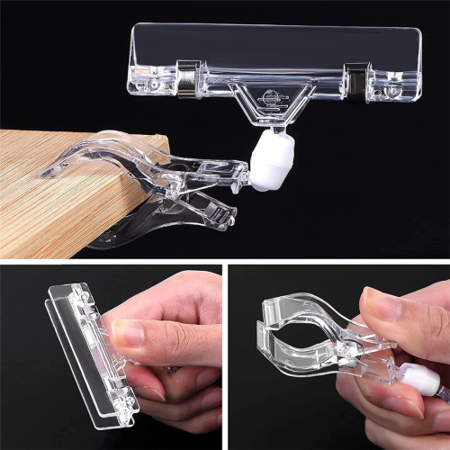 30 Pcs Label Holders Sign Clip, Plastic Clear Rotatable Sign Clips 1