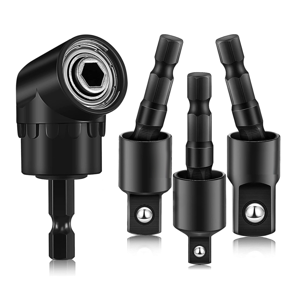 Adaptateur pour perceuse à angle droit, rallonge de foret à percussion 4 en 1