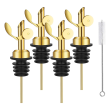 4Pcs Bottle Pourers, Self Closing Olive Oil Dispenser Spout, Gold