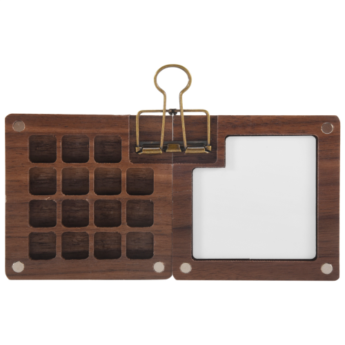 Mini tavolozza da viaggio per acquerelli, tascabile, set da viaggio per acquerelli, tavolozza in legno con clip, mini acquerelli portatile, set per artisti, pittori, studenti