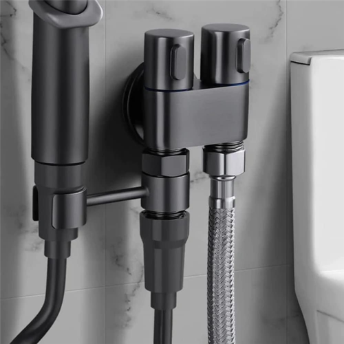 Kit de mini-robinet à double commande 1 entrée 2 sorties pour bidet et douche-C 1