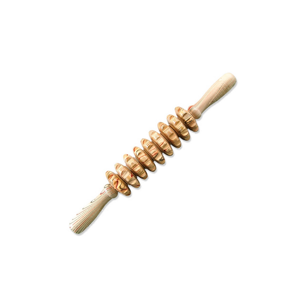 Sem Marca Light 9-Wheel Wooden Abdomen Massage Roller Fitness Roller Stick Muscle