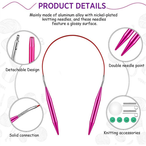 26 Pieces Aluminum Interchangeable Circular Knitting Needle Set 2