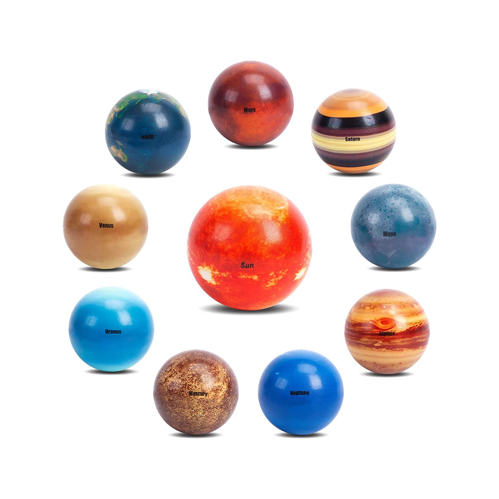 Mini balles anti-stress du système solaire, 10 pièces, balles à presser planètes, jouets spatiaux