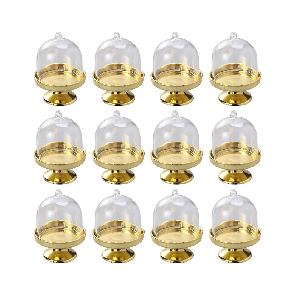 Espositore Per Torte Da 12 Pezzi Con Coperchio Per Matrimonio (Base Dorata)-image