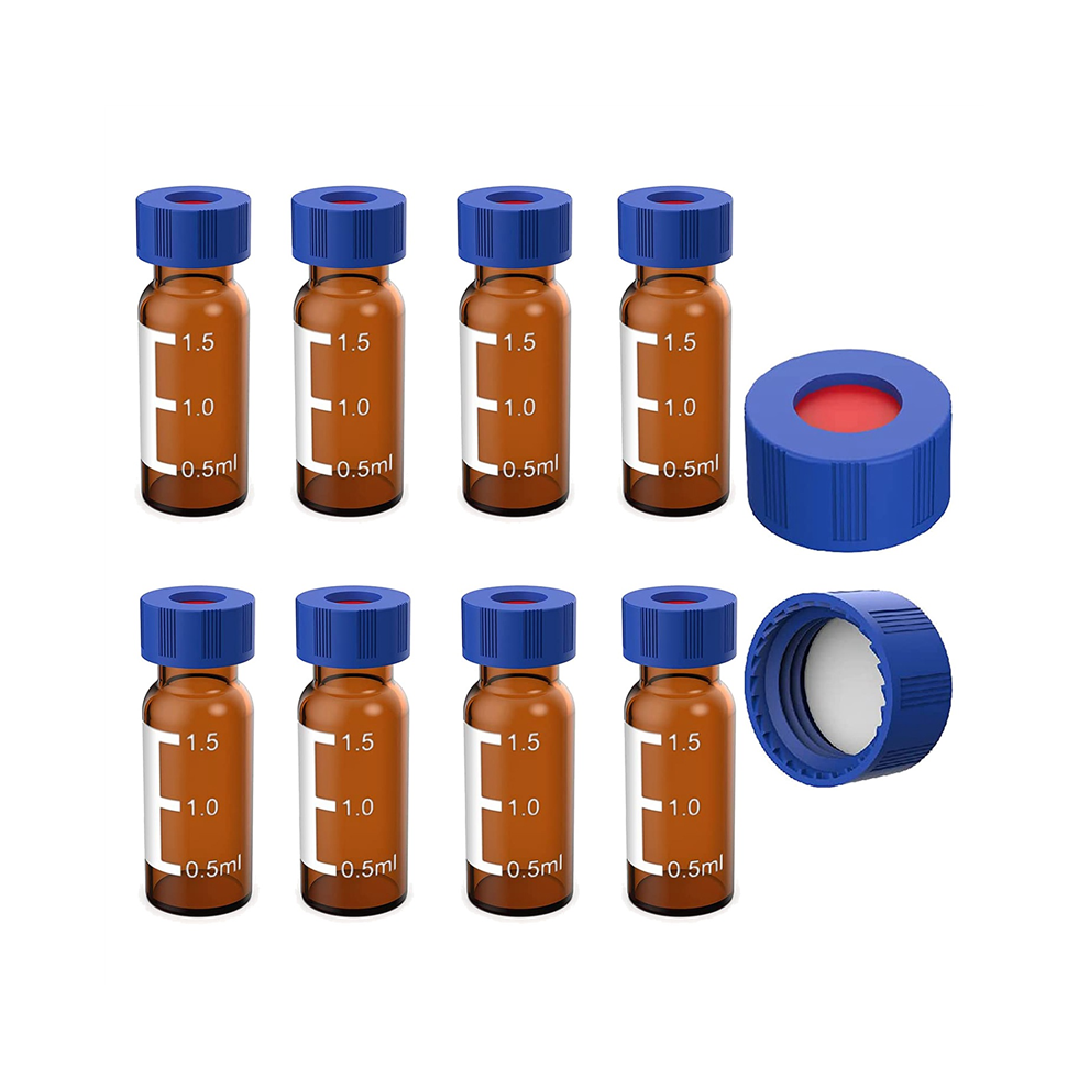 Fiale 9-425 Fiale Ambrate Con Tappi A Vite Blu, Setti Bianchi E Rossi