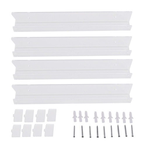4Pcs Acrylic Clear Floating Bookshelf, Organizer Record Rack