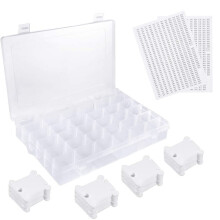 Stickgarn-Organizer-Box mit 36 Fächern und 50 Stickgarn-Spulen und Aufklebern
