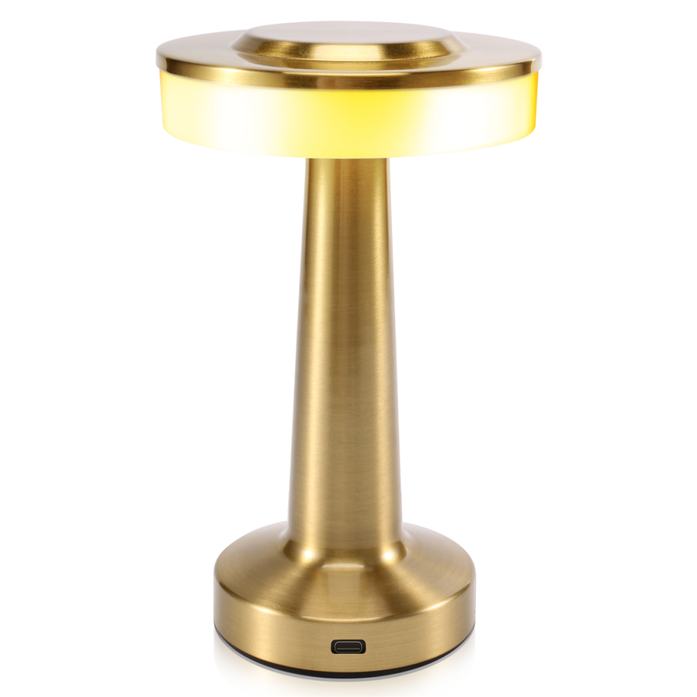 Lampe de table LED tactile rechargeable, lampe de table de bar, lampe de table de salle à manger, dorée